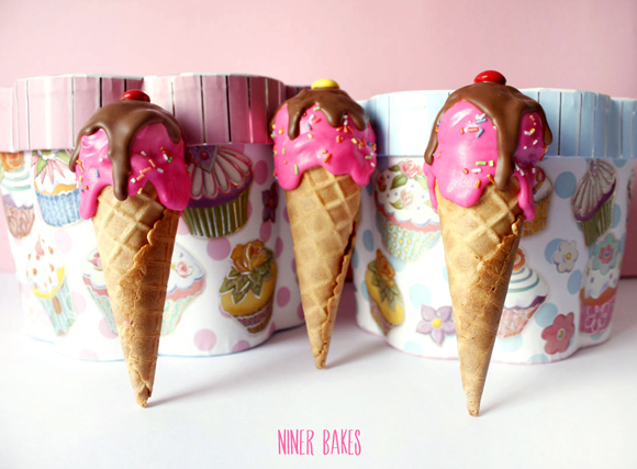 delicious ice cream cone cake pops - by niner bakes