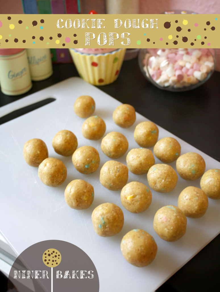 Cookie Dough Cake Pops by niner bakes - recipe and how to instructions - cookie dough lovers - Safe-to-Eat Eggless Cookie Dough Recipe