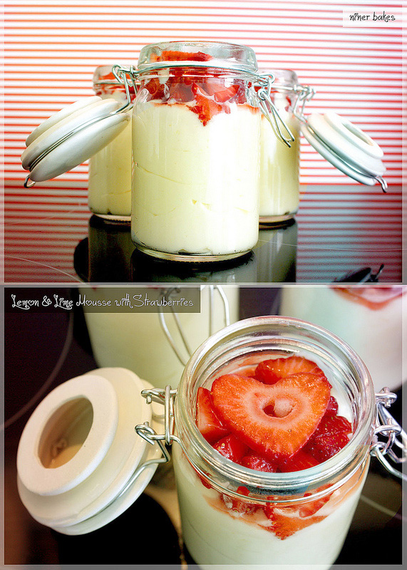 Zitronen-Limetten Mousse mit Erdbeeren zum Valentinstag von niner bakes