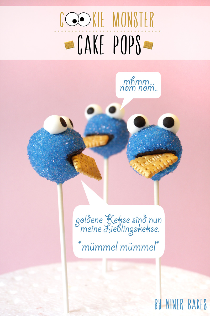 Das Krümelmonster, welches den goldenen Keks entführte - cake pops by niner bakes