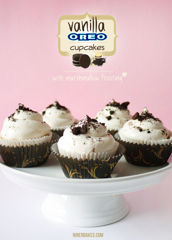 Yummiest OREO Surprise Vanilla Cupcakes with Marshmallow Frosting