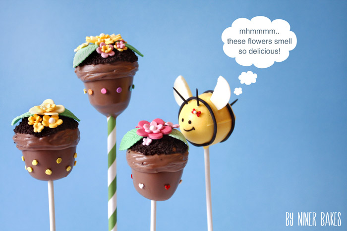 easter cake pops -  tutorial bee cake pops - flowerpot cake pops en