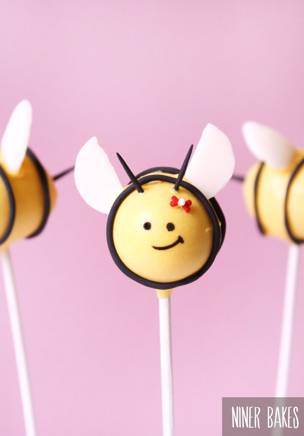 how to make bumble bee cake pops - by niner bakes - spring easter cake pops