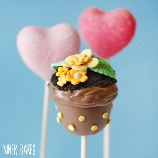 how to make spring flowerpot cake pops - easter cake pops - niner bakes