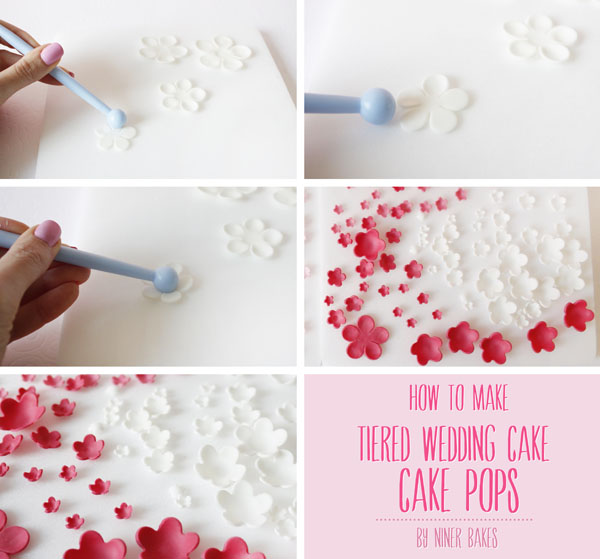 tutorial fondant flowers how to make wedding tiered cake pops by niner bakes