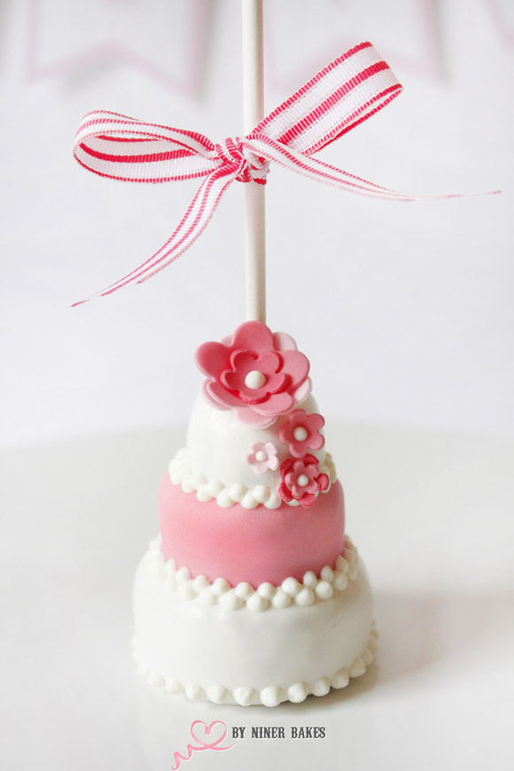 three tiered wedding layer cake - cake pops - step by step tutorial by niner bakes