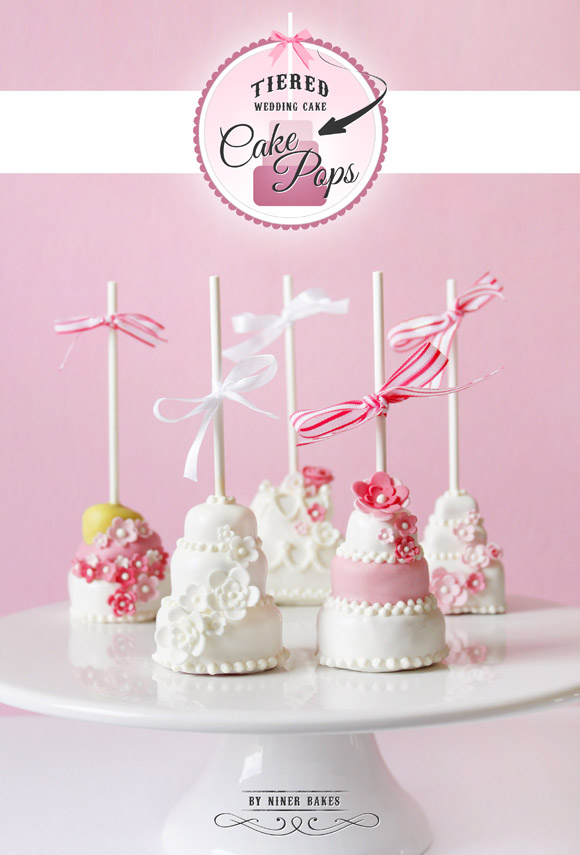 three tiered wedding layer cake - cake pops - step by step tutorial by niner bakes