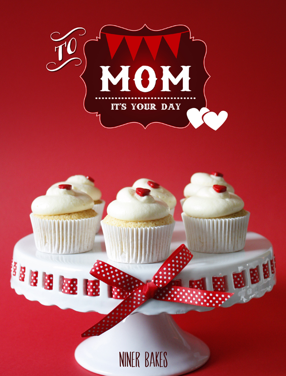 mothers day vanilla cupcakes with heart sprinkles by niner bakes