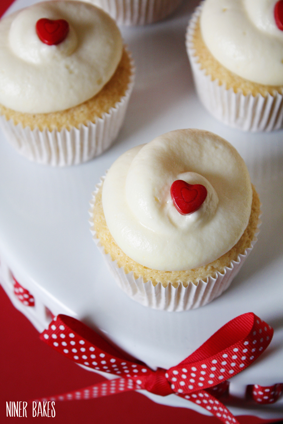 mothers day vanilla cupcakes with heart sprinkles by niner bakes