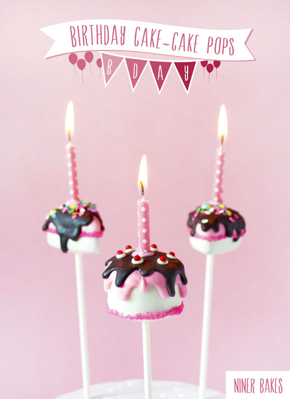 birthday cake - cake pops and birthday slice cake pops tutorial by niner bakes