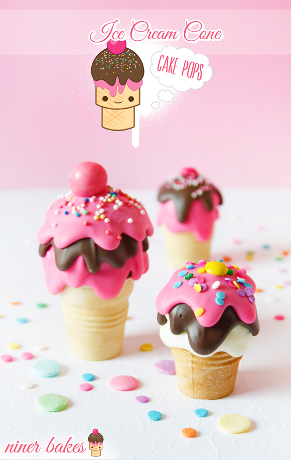 National Ice Cream Day - niner bakes Ice Cream Cone Cake Pops 