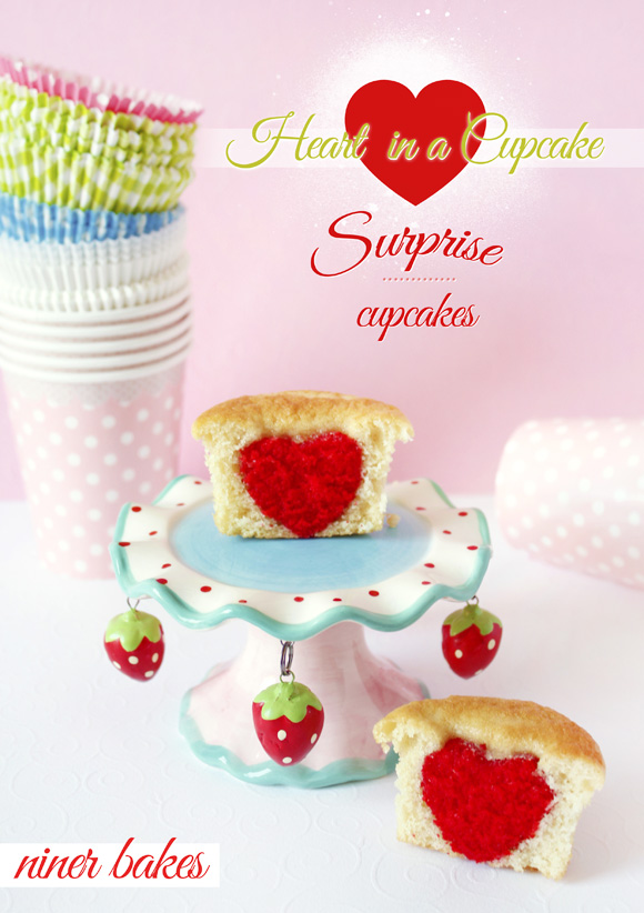 Heart in a cupcake: Heart Surprise in a Cupcake tutorial by niner bakes