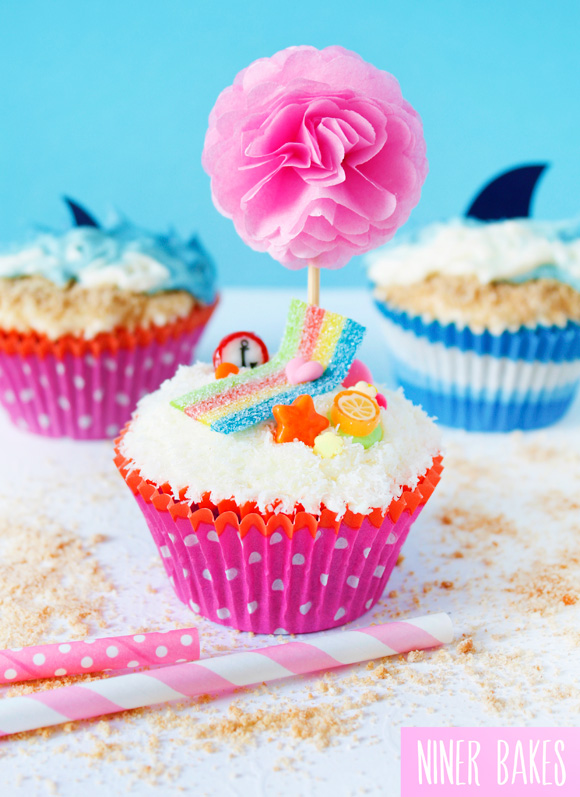summer beach cupcakes by niner bakes