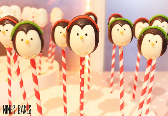 how-to-make-penguin-cake-pops_earmuffs_tutorial_by-niner-bakes - attaching earmuffs and scarf