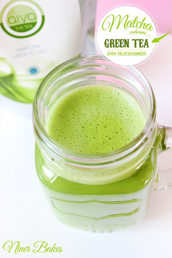 Matcha Green Tea Latte - frothy - how to - Aiya Matcha - niner bakes