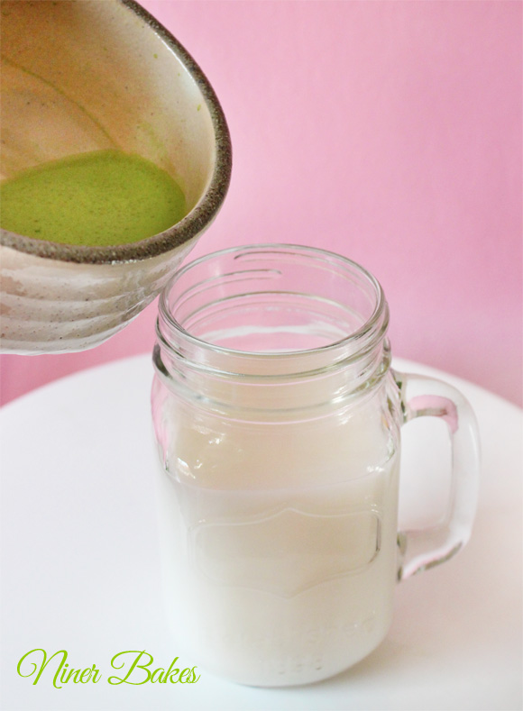 Matcha Green Tea Latte - frothy - how to - Aiya Matcha - niner bakes