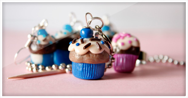 Basteln: Fimo Cupcake Schmuck