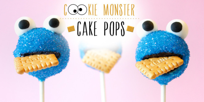 Cookie Monster Cake Pops…with golden Leibniz cookie