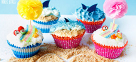 {Sommerzeit, Urlaubszeit} Strand, Ozean & Hai Cupcakes