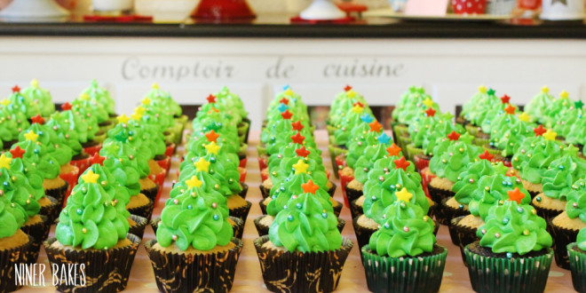 How to pipe Christmas Tree Forest Cupcakes